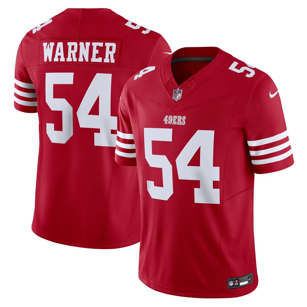 San Francisco 49ers Fred Warner Nike Scarlet Vapor F.U.S.E. Limited Jersey product image 1, provided for visual reference