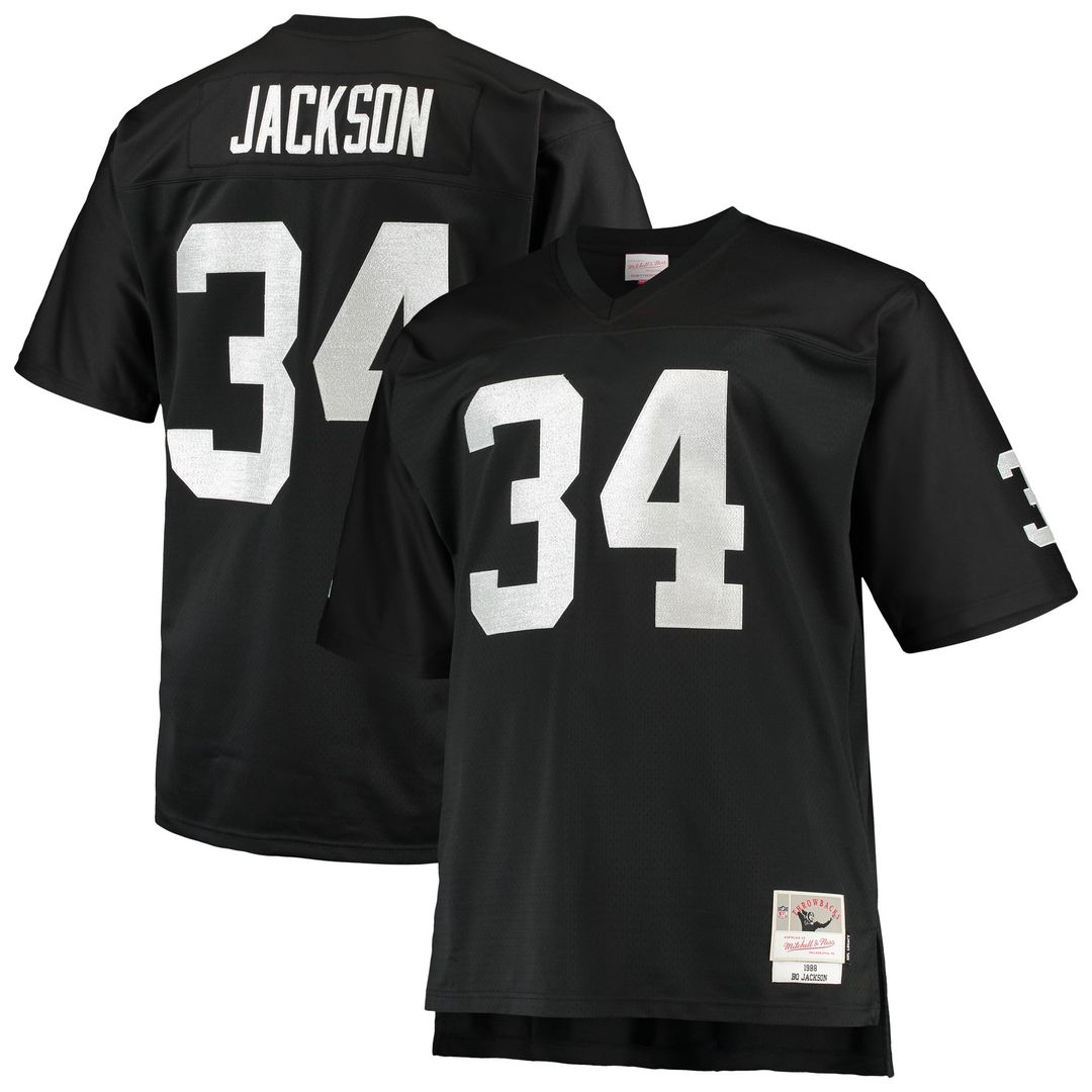 Las Vegas Raiders Bo Jackson Mitchell & Ness Black Big & Tall 1988 Retired Player Replica Jersey product image 1, provided
