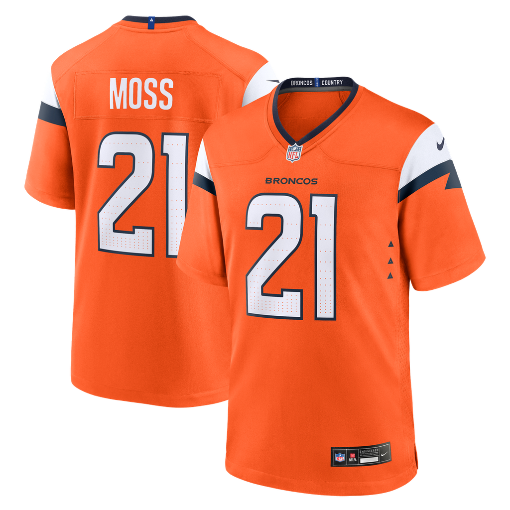 Denver Broncos Riley Moss Nike Orange Team Game Jersey product image 1, provided for visual reference and product detail