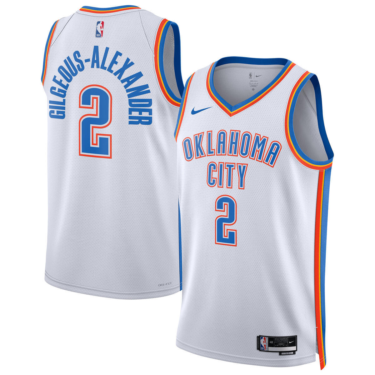 Oklahoma City Thunder Nike Association Swingman Jersey - Gilgeous-Alexander - Unisex product image 2, provided for visual