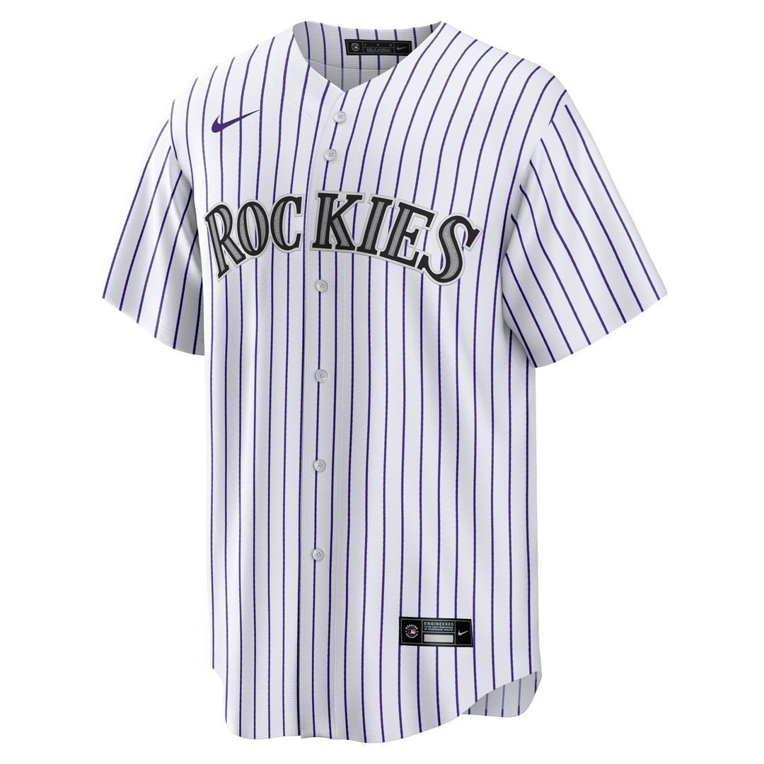 Colorado Rockies Jordan Beck Nike White Home Replica Jersey product image 2, provided for visual reference and product