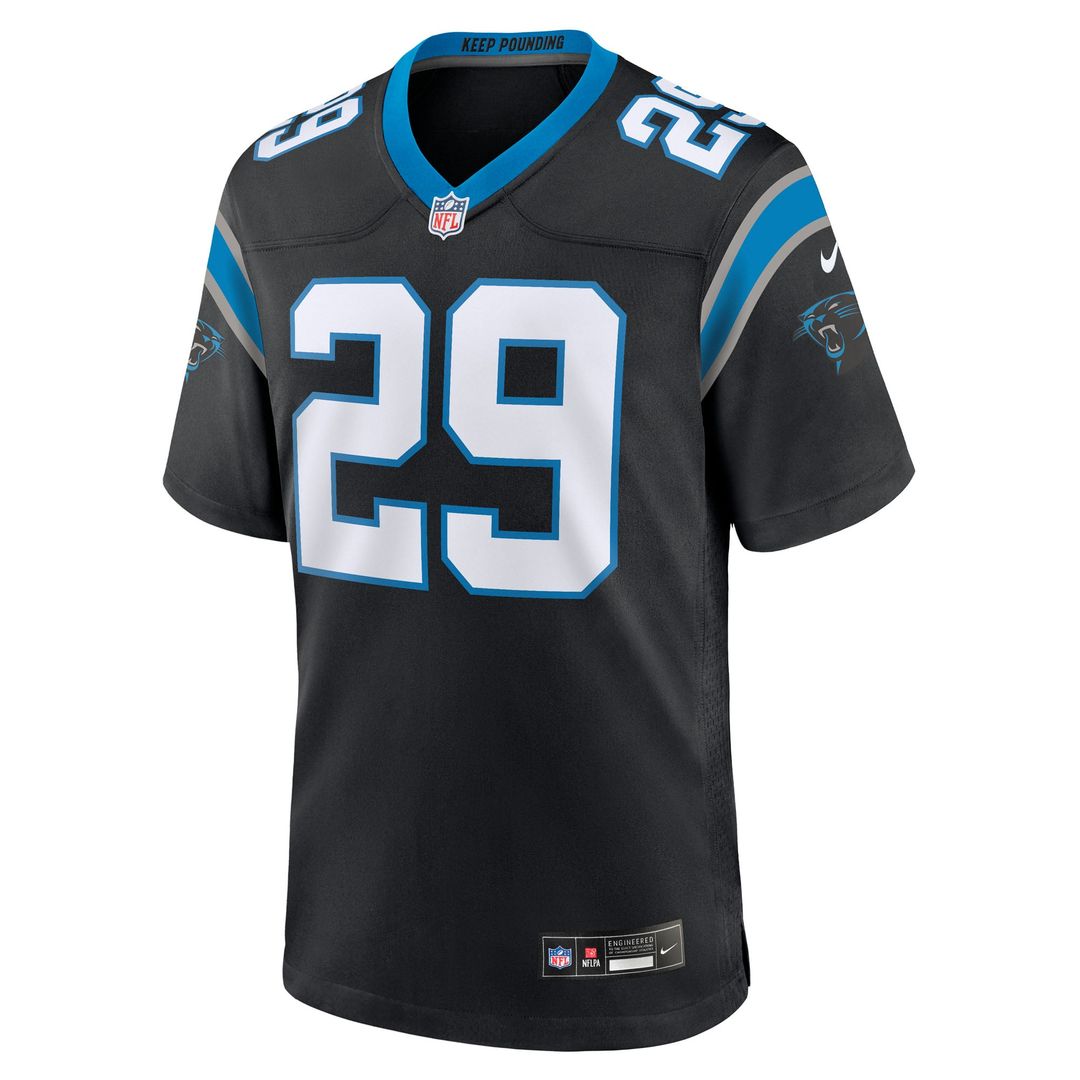 Carolina Panthers Akayleb Evans Nike Black Team Game Jersey product image 2, provided for visual reference and product