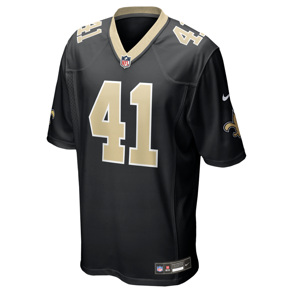New Orleans Saints Alvin Kamara Nike Black Game Jersey product image 2, provided for visual reference and product detail