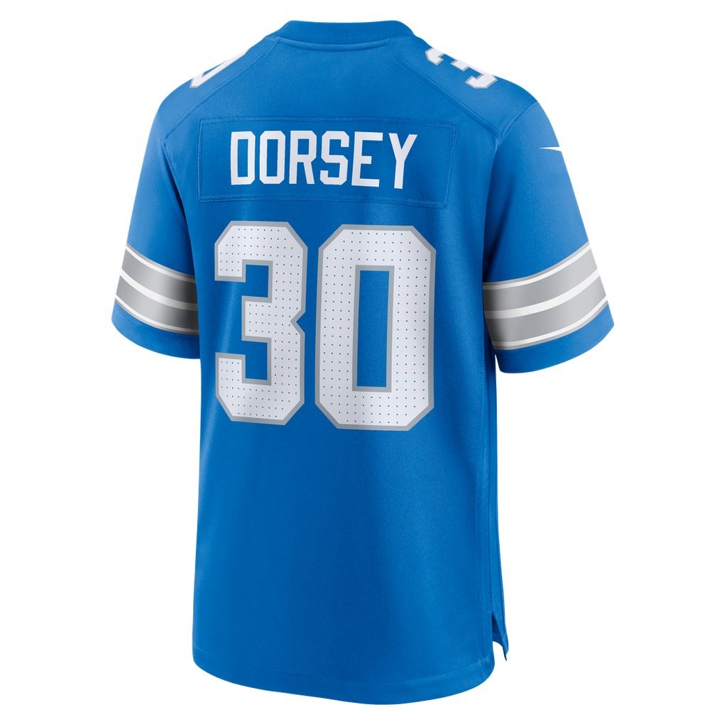 Detroit Lions Khalil Dorsey Nike Blue Team Game Jersey product image 3, provided for visual reference and product detail