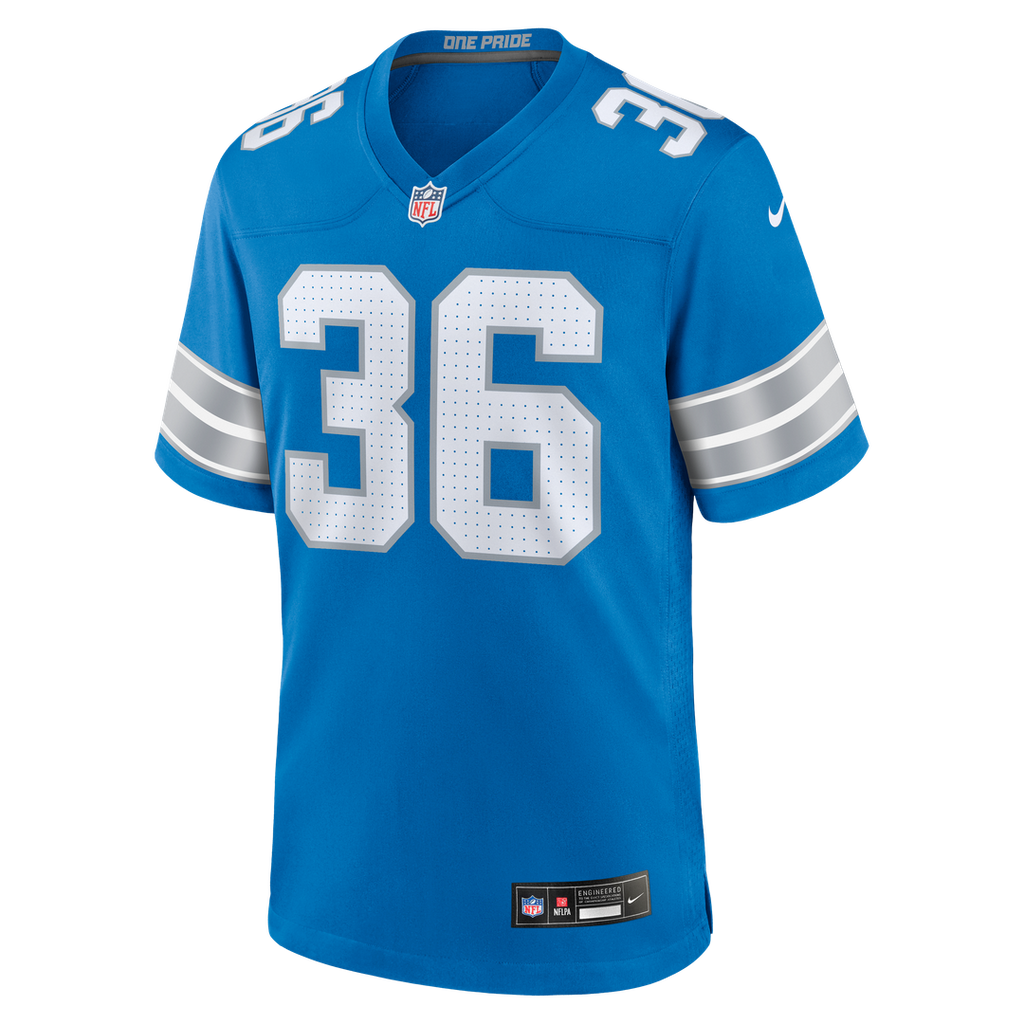 Detroit Lions Chuck Clark Nike Blue Team Game Jersey product image 4, provided for visual reference and product detail review