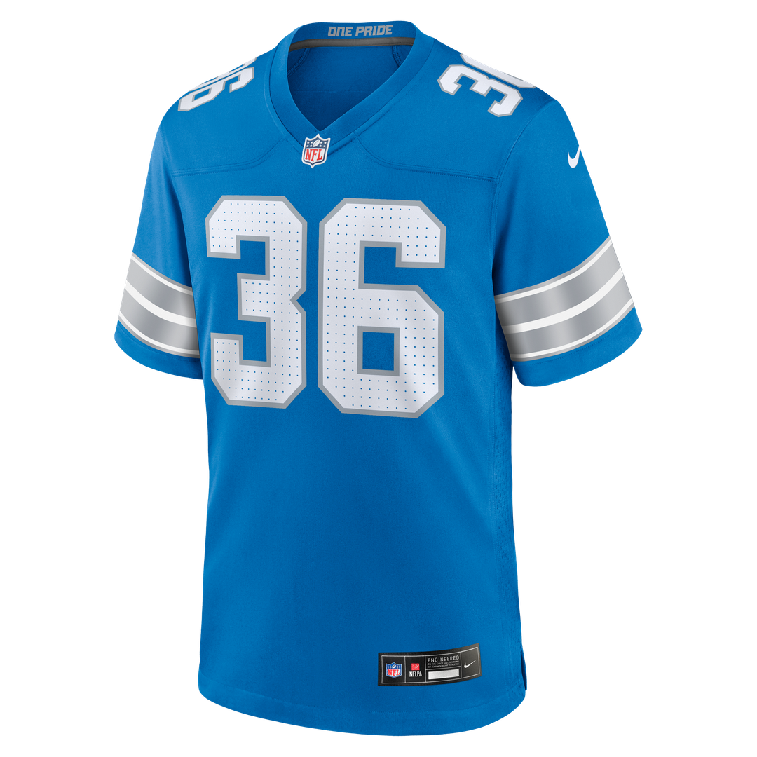 Detroit Lions Chuck Clark Nike Blue Team Game Jersey product image 4, provided for visual reference and product detail review