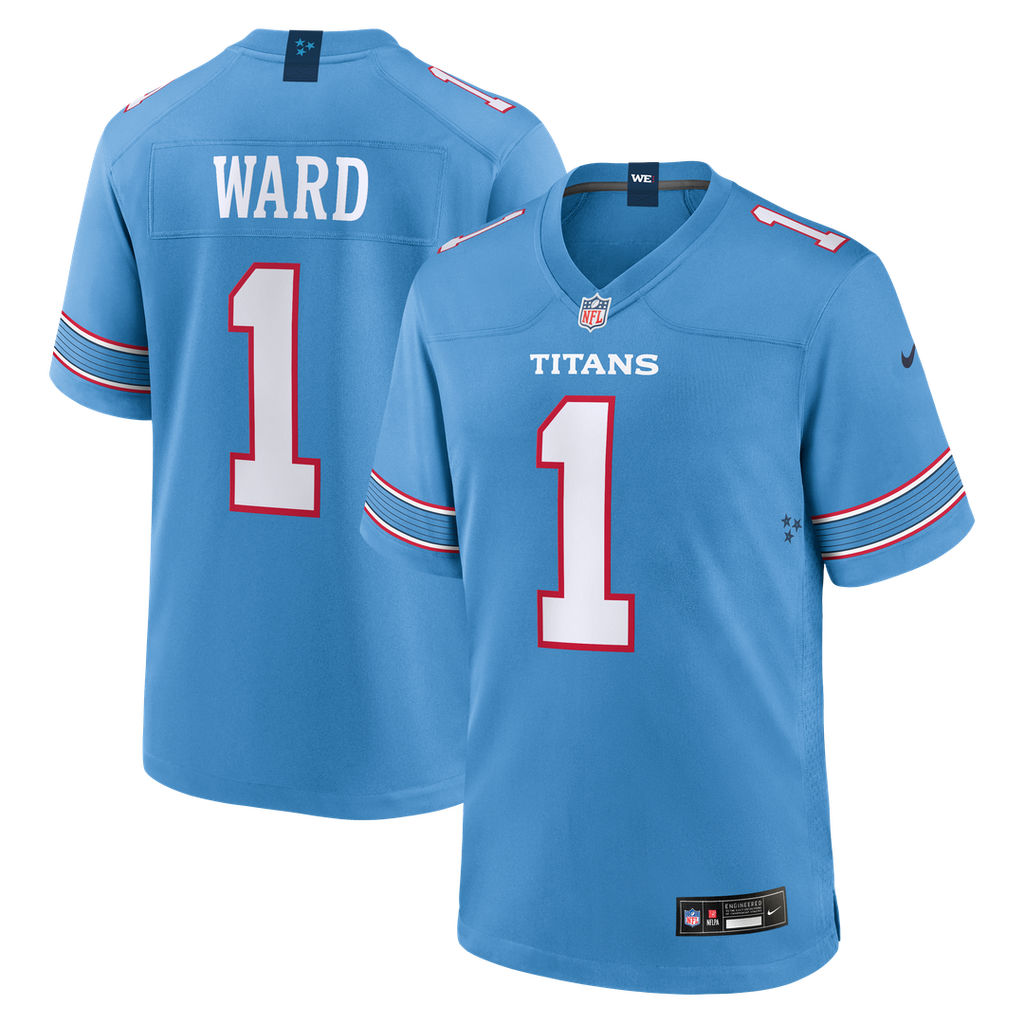 Tennessee Titans Cameron Ward Nike Light Blue Game Jersey product image 1, provided for visual reference and product detail