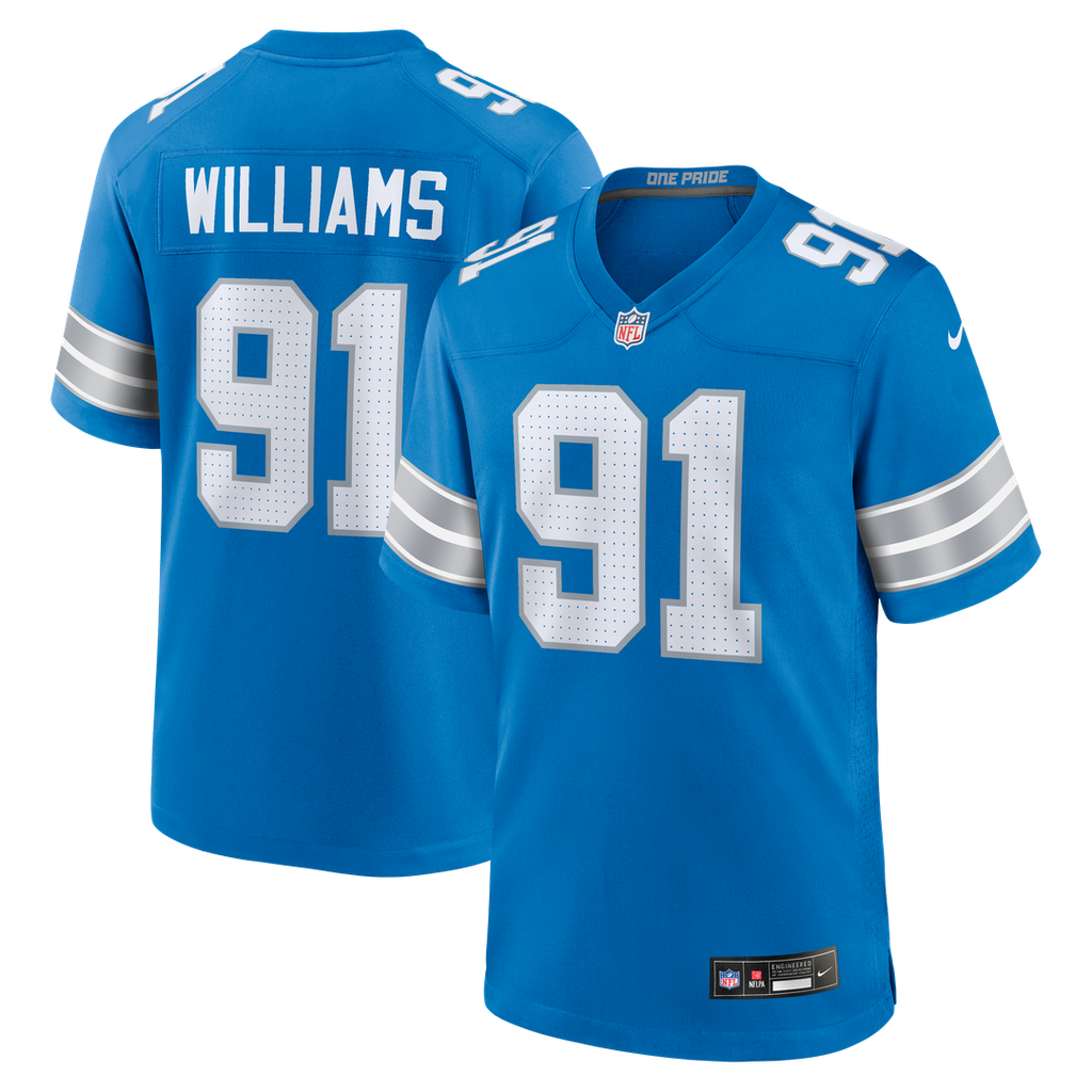 Detroit Lions Tyleik Williams Nike Blue Team Game Jersey product image 1, provided for visual reference and product detail