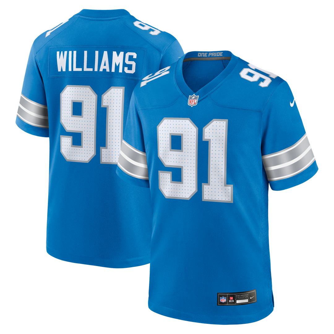 Detroit Lions Tyleik Williams Nike Blue Team Game Jersey product image 1, provided for visual reference and product detail