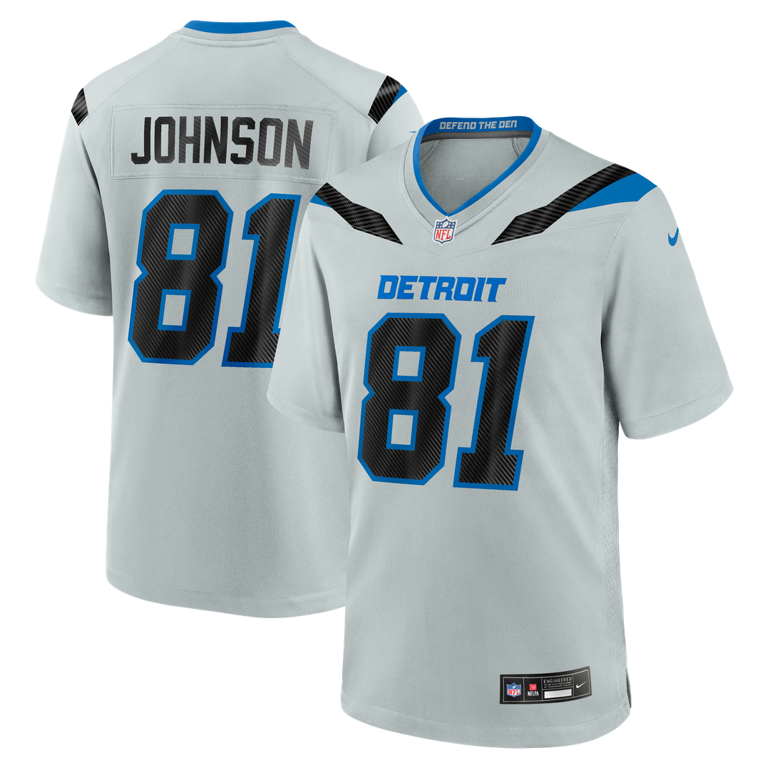Detroit Lions Calvin Johnson Nike Silver 2026 Rivalries Collection Game Jersey product image 1, provided for visual
