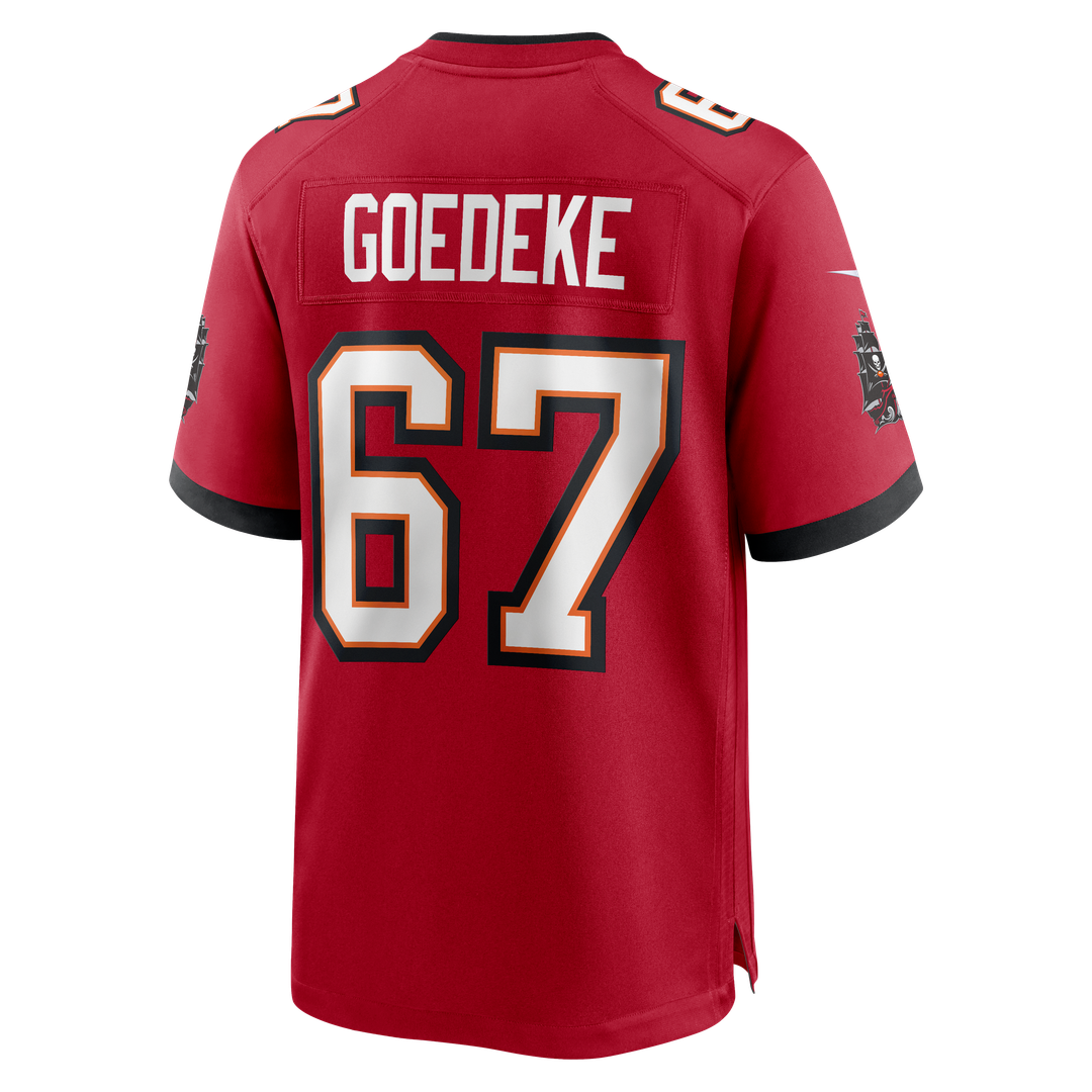 Tampa Bay Buccaneers Luke Goedeke Nike Red Game Player Jersey product image 3, provided for visual reference and product