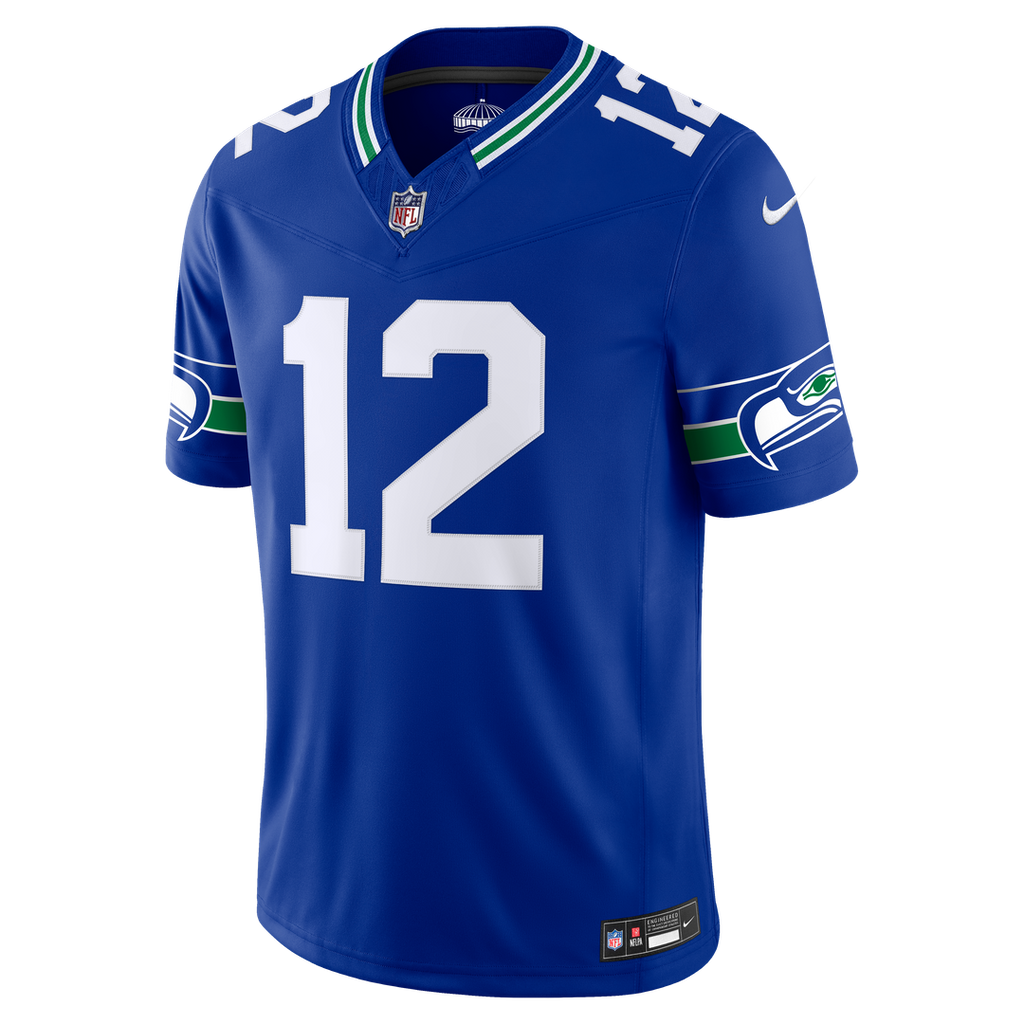 Seattle Seahawks 12s Nike Royal Alternate Vapor F.U.S.E. Stitched Limited Jersey product image 2, provided for visual