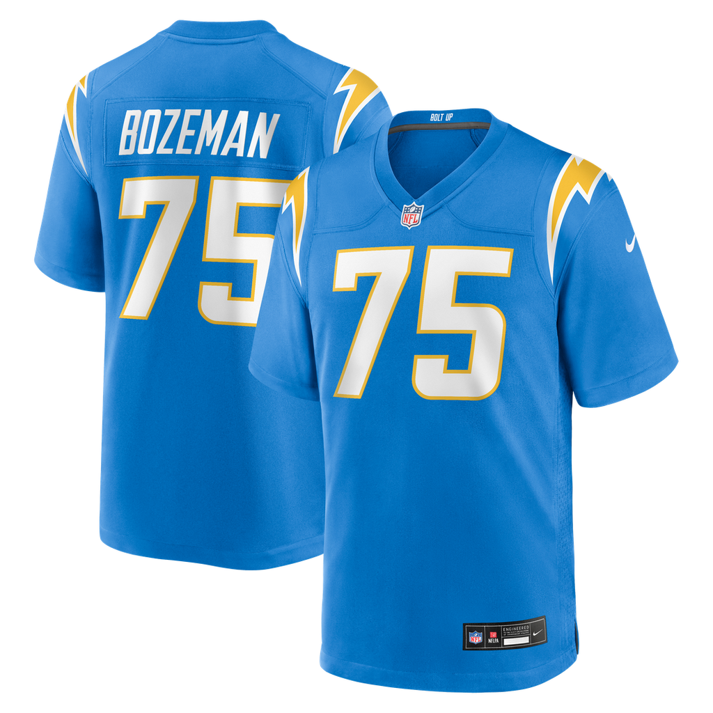 Los Angeles Chargers Bradley Bozeman Nike Powder Blue Game Jersey product image 1, provided for visual reference and product