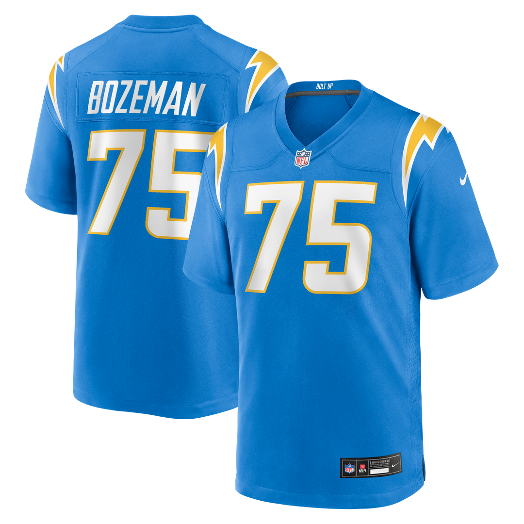 Los Angeles Chargers Bradley Bozeman Nike Powder Blue Game Jersey product image 1, provided for visual reference and product