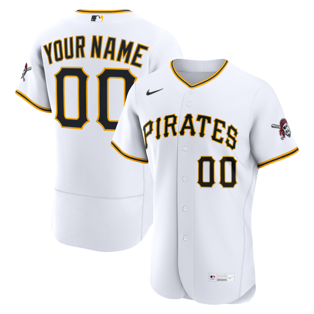 Pittsburgh Pirates Nike White Home Authentic Custom Jersey product image 1, provided for visual reference and product detail