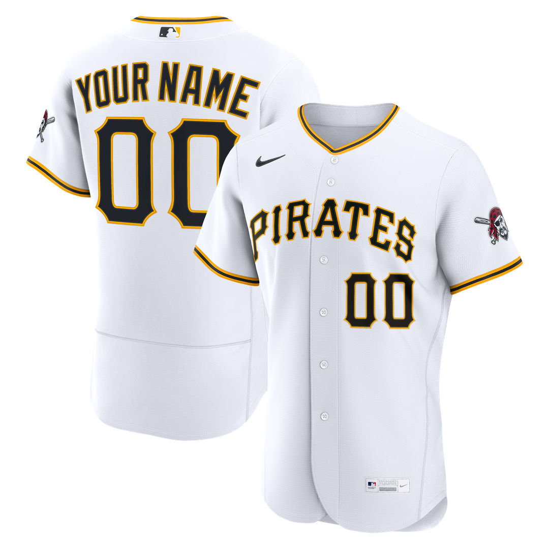 Pittsburgh Pirates Nike White Home Authentic Custom Jersey product image 1, provided for visual reference and product detail