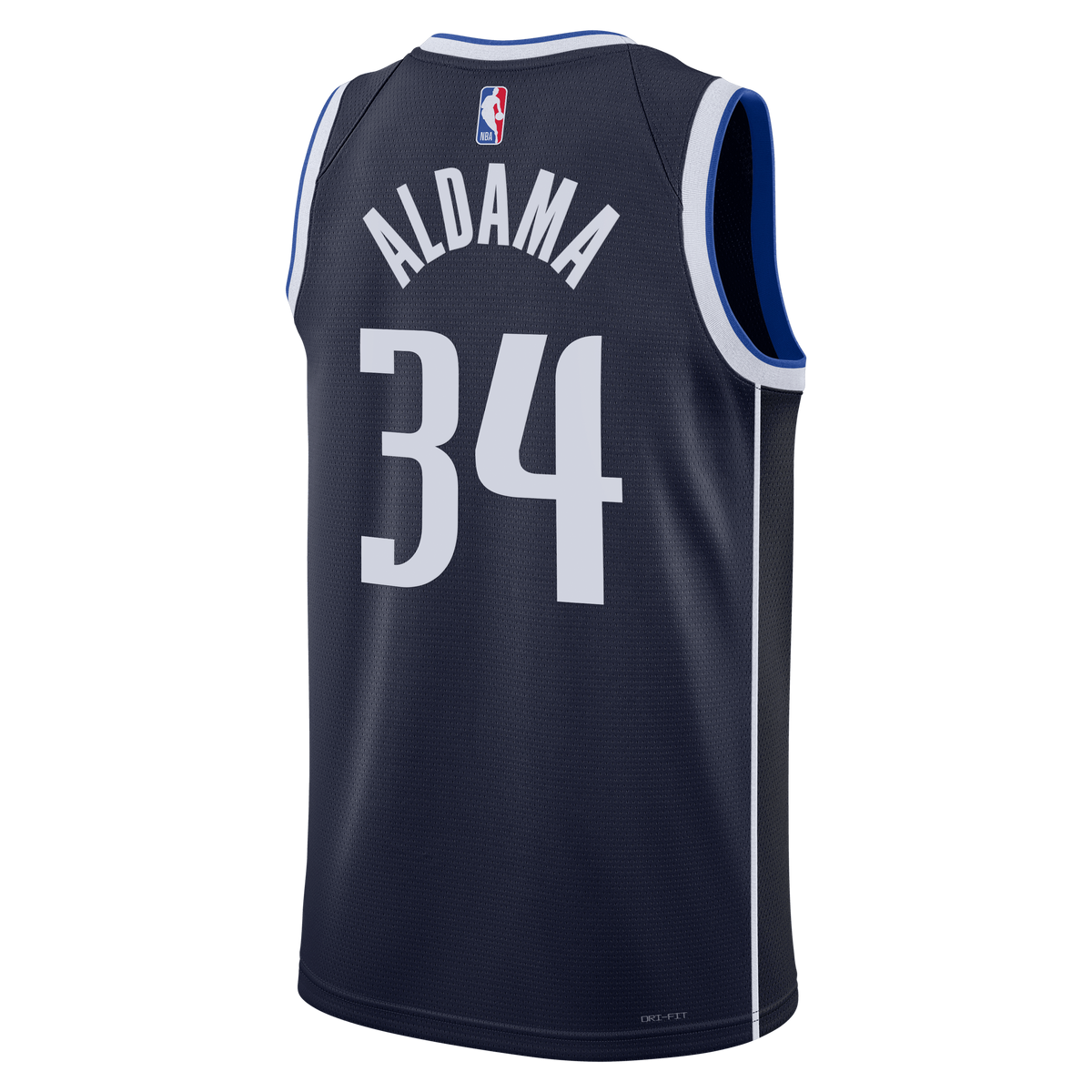 Dallas Mavericks Jordan Brand Statement Edition Swingman Jersey - Navy - Santi Aldama - Unisex product image 4, provided for