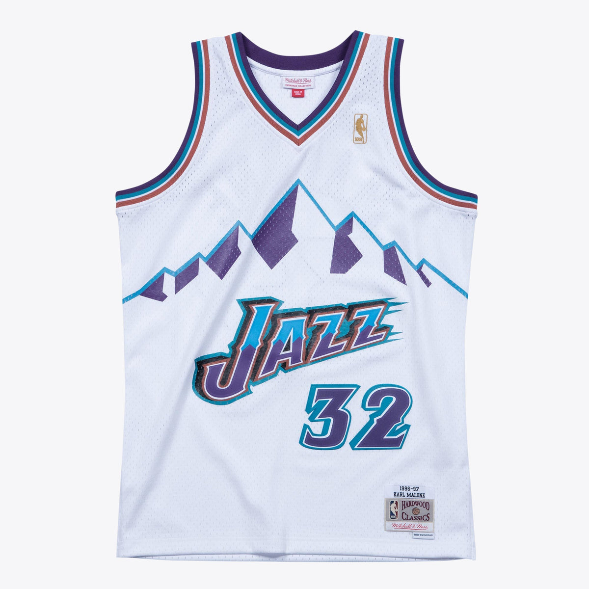 Utah Jazz Karl Malone 1996 Hardwood Classics Swingman Jersey By Mitchell & Ness - White product image 3, provided for visual