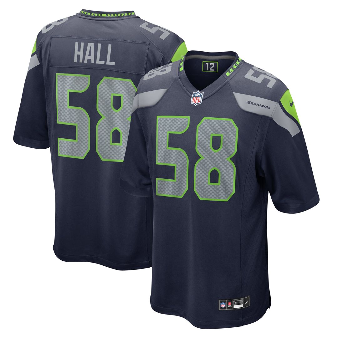 Seattle Seahawks Derick Hall Nike College Navy Game Jersey product image 1, provided for visual reference and product detail