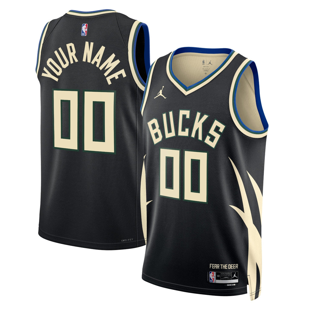 Milwaukee Bucks Jordan Statement Swingman Jersey - Custom - Unisex product image 1, provided for visual reference and