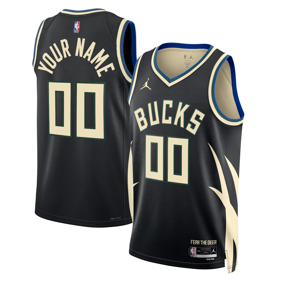Milwaukee Bucks Jordan Statement Swingman Jersey - Custom - Unisex product image 1, provided for visual reference and